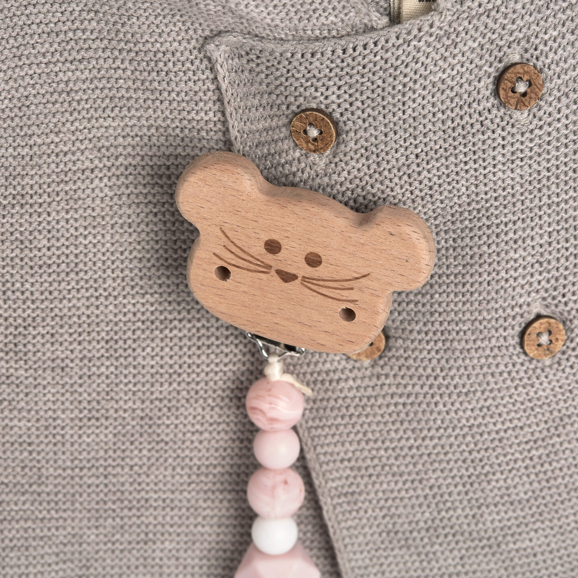 Schnullerkette aus Holz mit Silikonring "Little Chums Mouse"