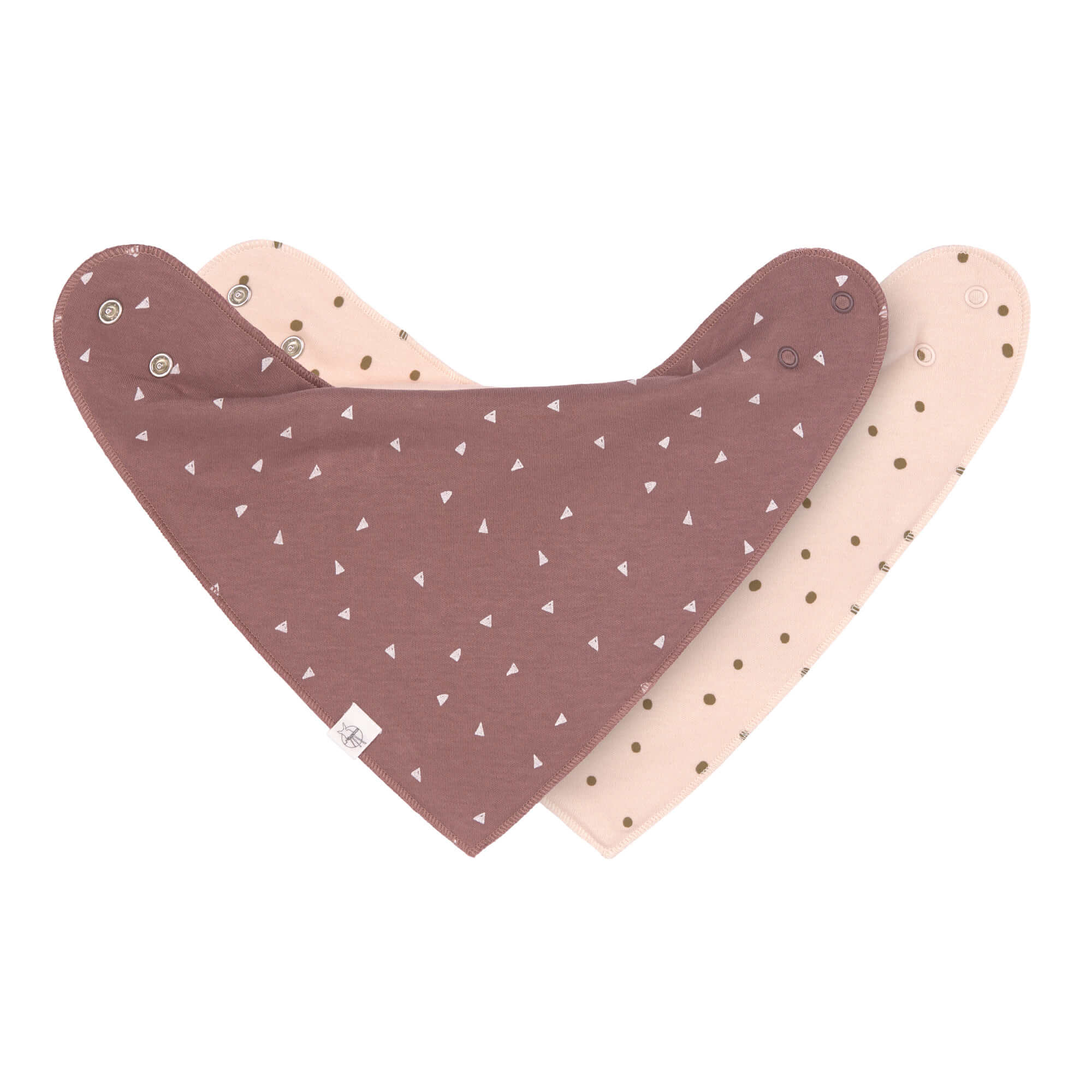 Doppelpack Dreiecks-Halstücher aus Bio-Baumwolle GOTS "Dots Powder Pink/Triangl Cinnamon" 