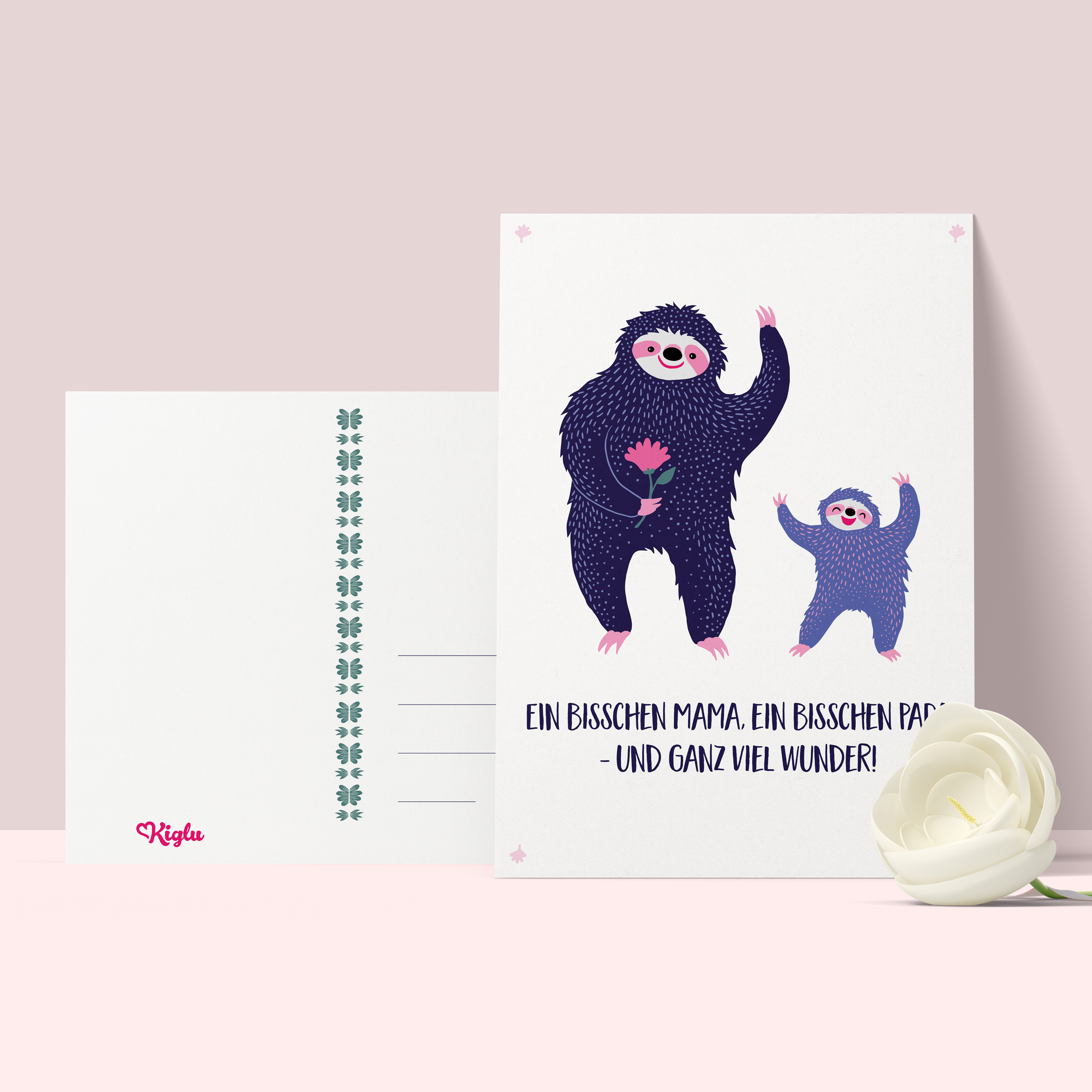 Postkarte "Ein bisschen Mama, ein bisschen Papa"